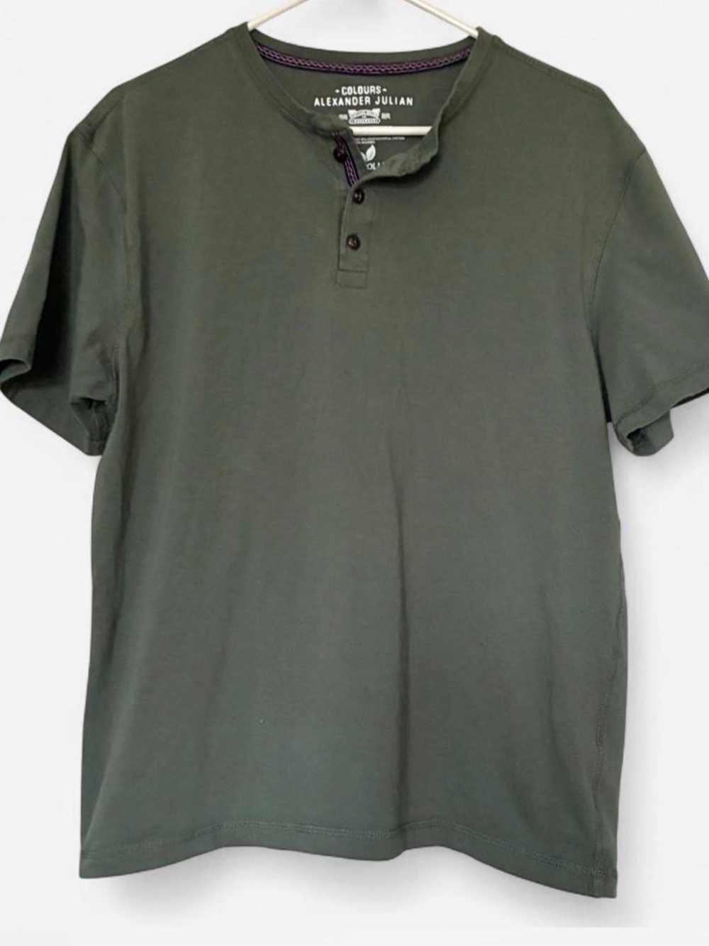 Colours Alexander Julian Men's Short Sleeve Henley Shirt - Olive Green